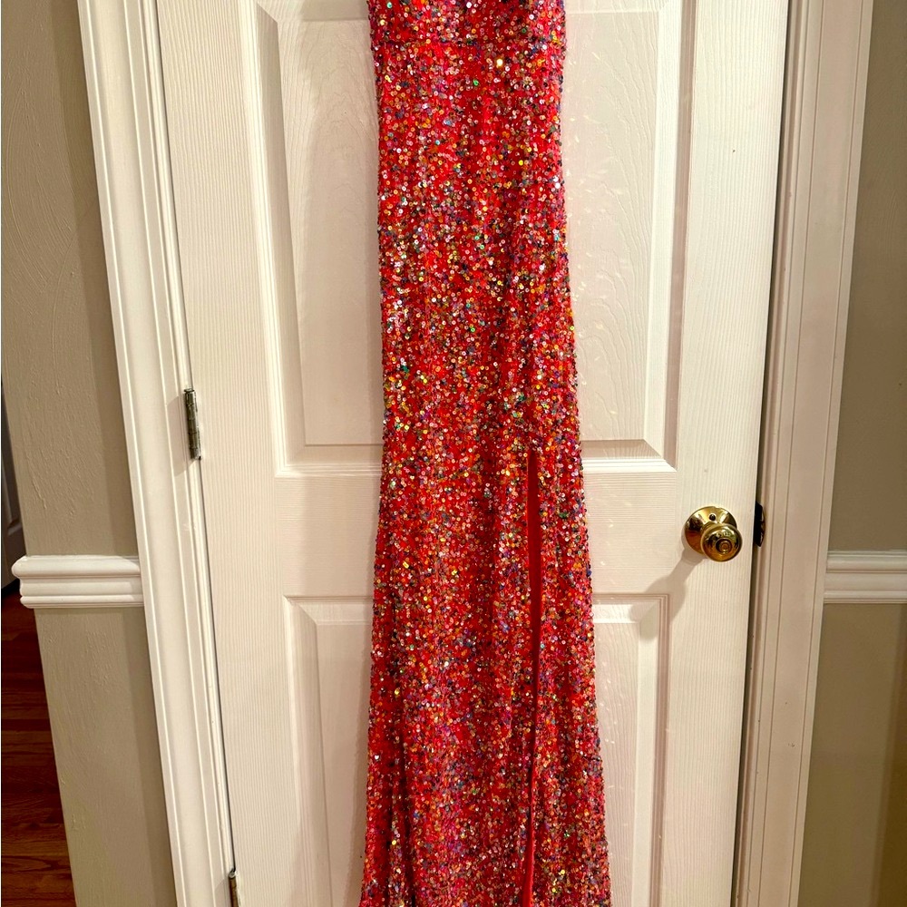 Scala Multicolor Sequin Prom Dress
